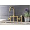 Kingston Brass KS2337NX Industrial Style Bridge Kitchen Faucet with Brass Sprayer, Brushed Brass KS2337NX - alternate 3